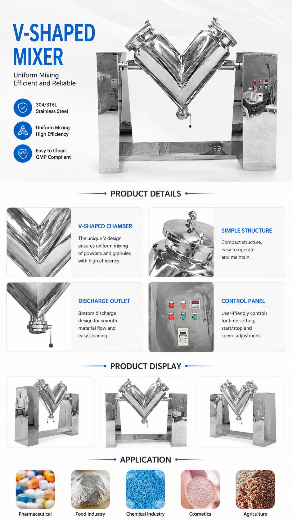 V. Shell Mixer VH Series V Type Mixer - Quanta Machinery