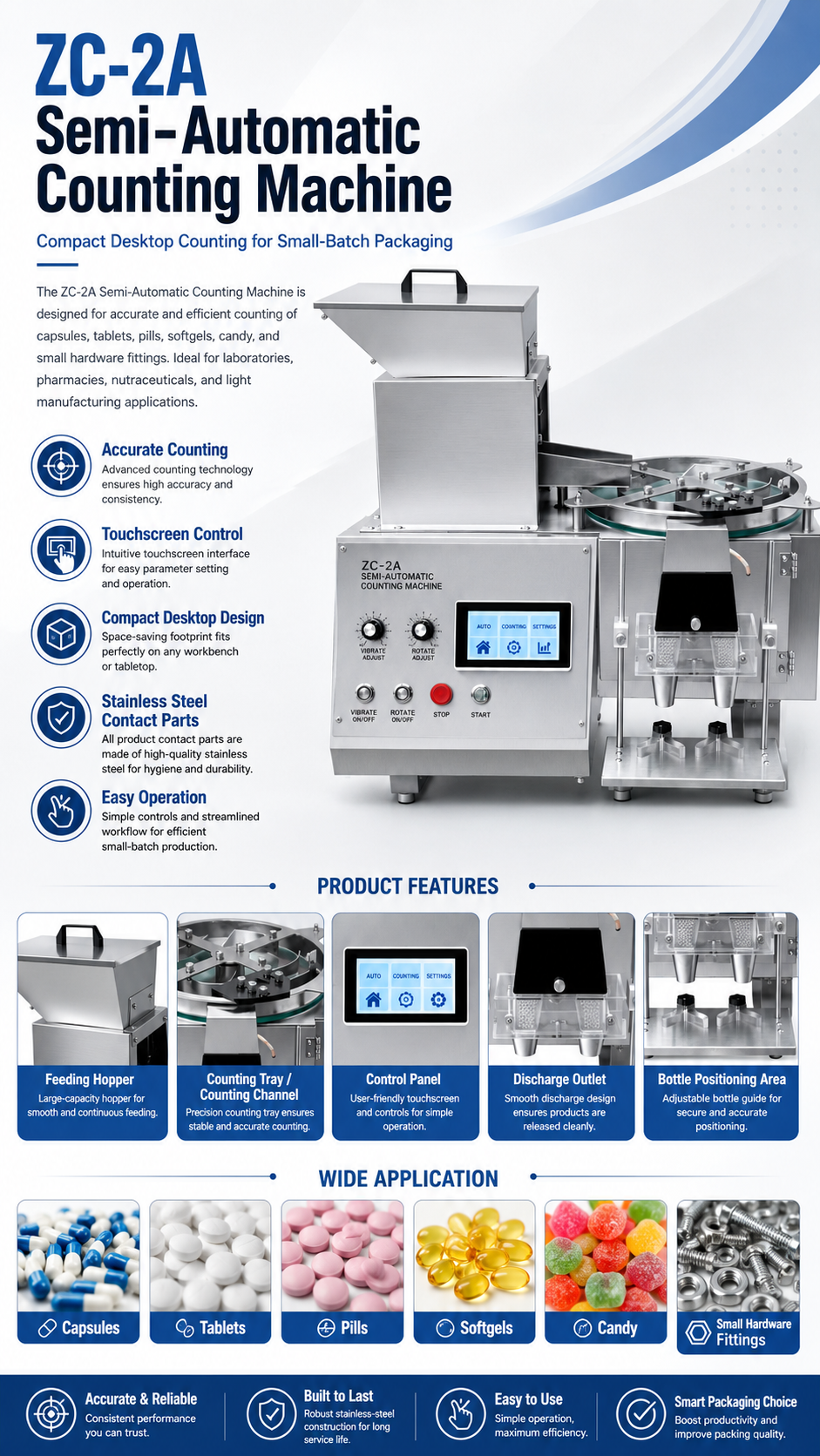 Da Count Machine ZC-2A Desktop Semi-Auto Counting Machine - Quanta Machinery