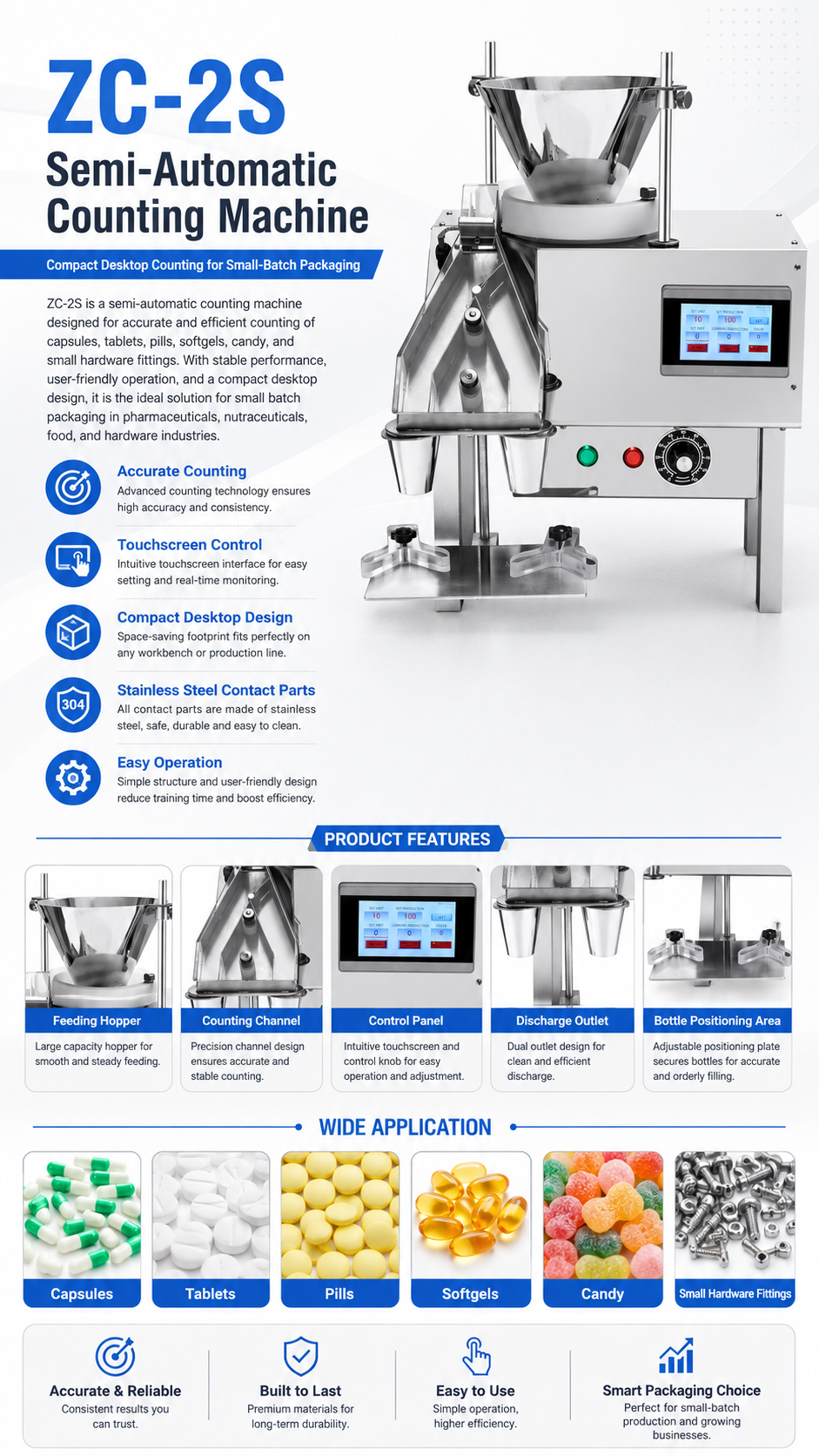 Quantifier Machine ZC-2S Desktop Semi-Auto Counting Machine - Quanta Machinery